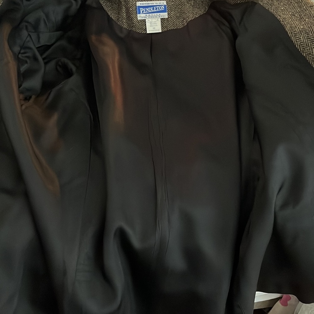 Pendleton 100% virgin wool vintage brown herringbone jacket size Petite … - Picture 12 of 12